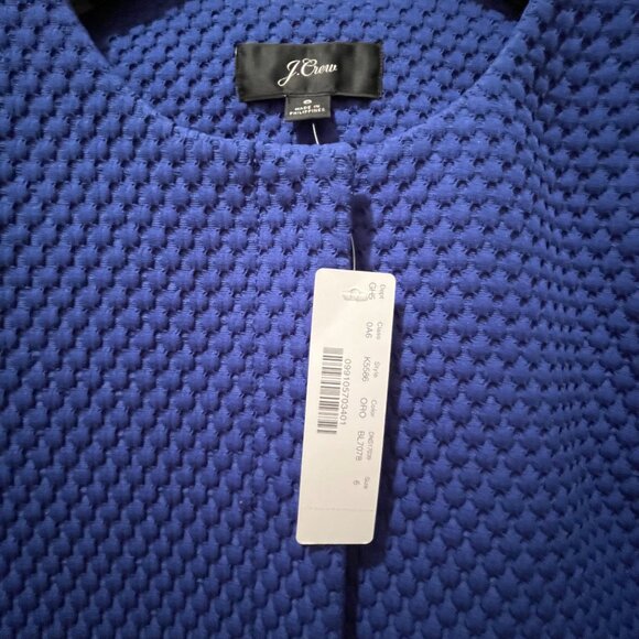 NEW J. Crew Collarless Portfolio Jacket in Matelasse, Oxford Royal Blue, Size 6 - Picture 3 of 6